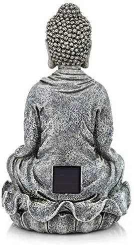 Polyresin Buddha Solar Powered LED Outdoor Decor Garden Light Statue