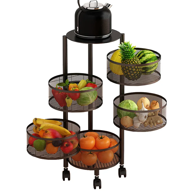 Vegetables Rotatable Stainless Steel Movable Metal Kitchen Storage Shelf Customized Kitchen Rack
