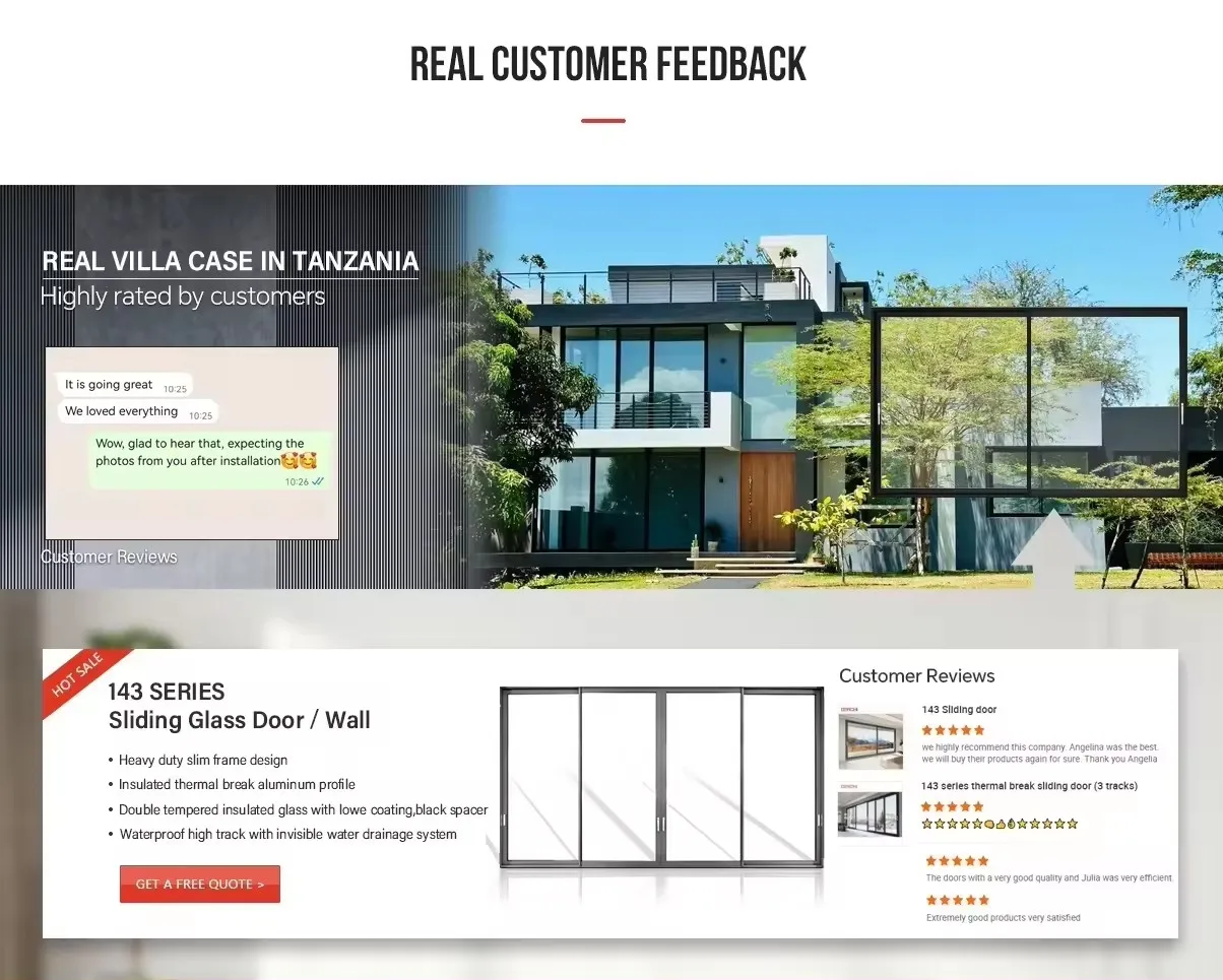 Residential House Commercial Heavy duty thermal break automatic sliding door aluminum patio glass door