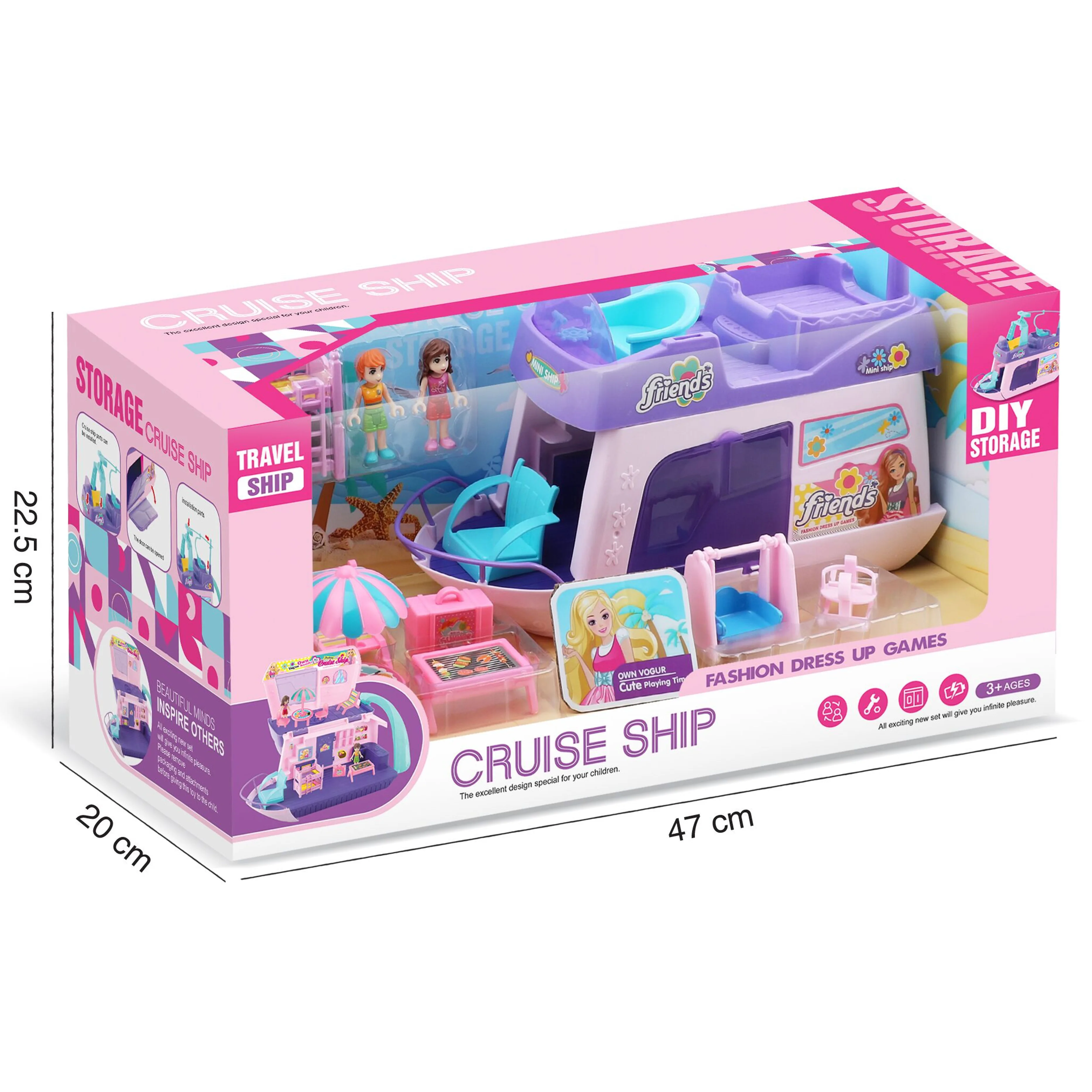 Wholesale Beautiful  Mini Doll In Cruise Ship  Beauty Set  Play House Set For Girl Furniture Set In Cruise Ship