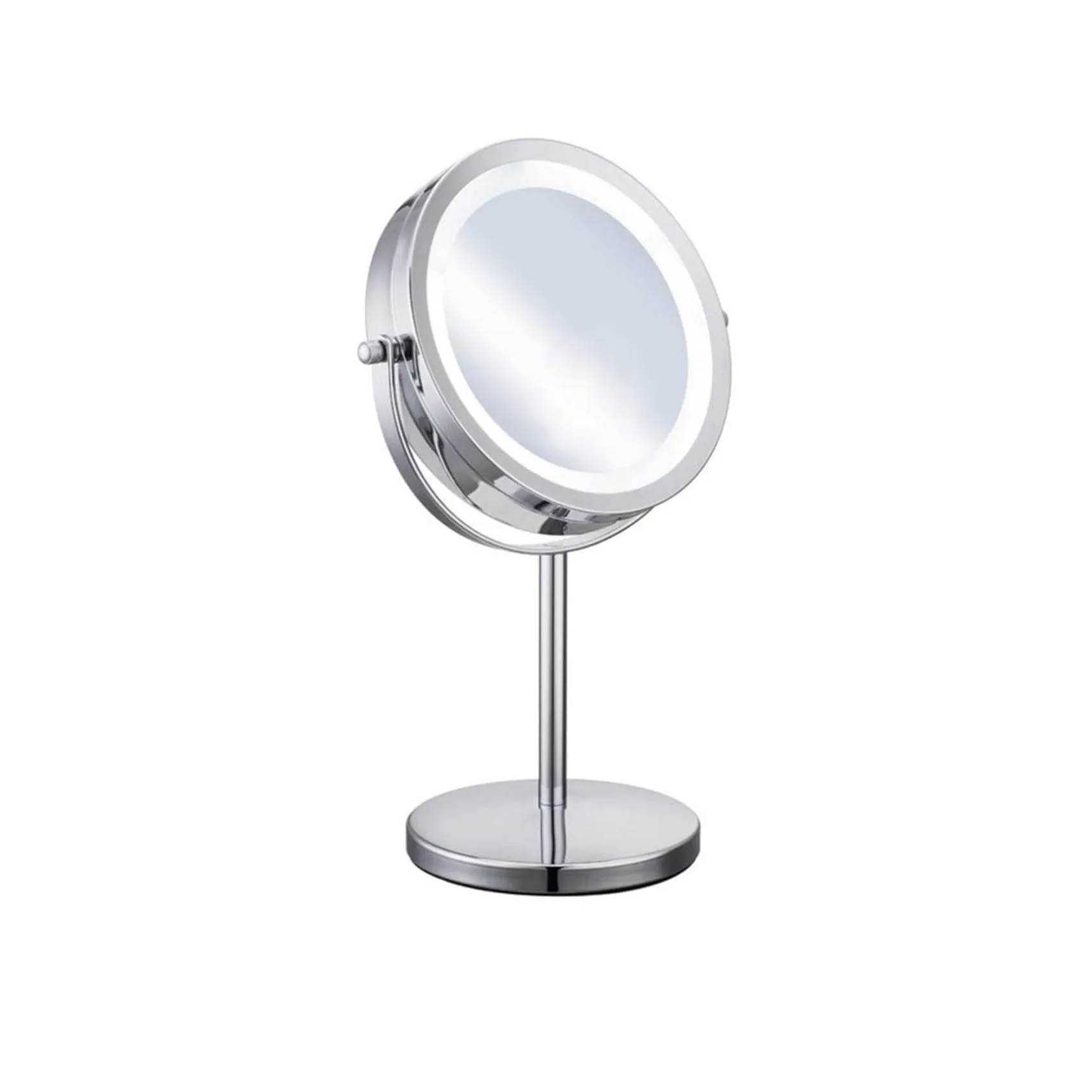 1X 5X 7X 10X Magnification Standing round Metal  LED Light Makeup Mirror