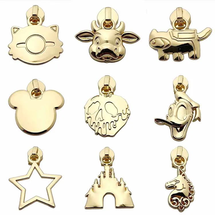 Trade assurance gold silver gun 5# nylon slider stocking metal zipper pulls for handbag / clothes