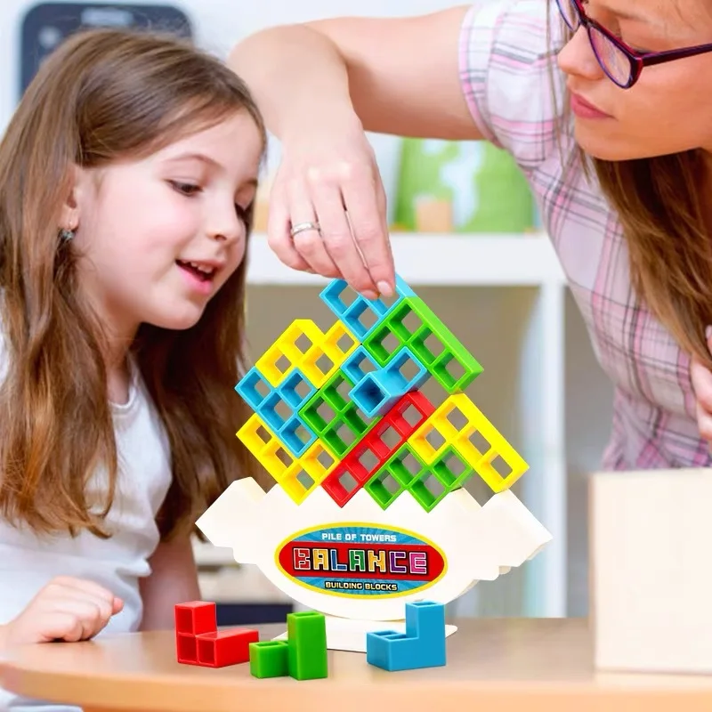 48pcs Balance Stacking Toys Perfect Stack Attack Block Puzzle Game Board Team Tower Game Stacking Blocks Balance Game for Kids