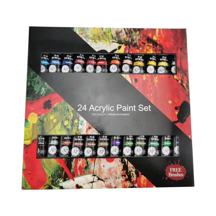 
24 colors acrylic paints 12ML aluminum tube set for students drawing 