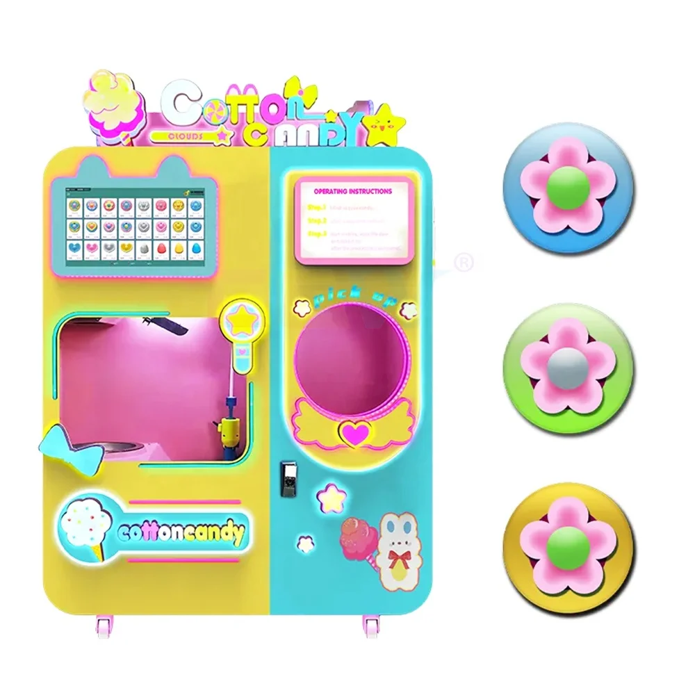 New Factory wholesale fully automatic cotton candy machine commercial cotton candy vending machine for kids