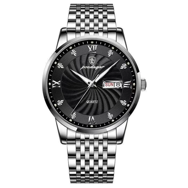 POEDAGAR 2022 Fashion Watch Men Stainless Steel Top Brand Luxury Waterproof Luminous Wristwatch Mens Watches Sports Quartz Date