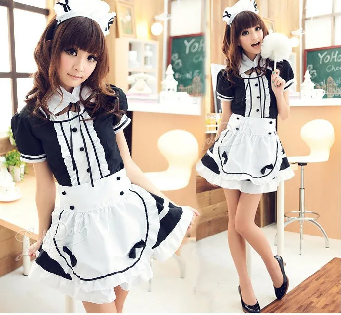 New Sexy Sweet Gothic Lolita Dress French Maid Costume Anime Cosplay Sissy Maid Uniform Plus Halloween Costumes For Women M-5XL