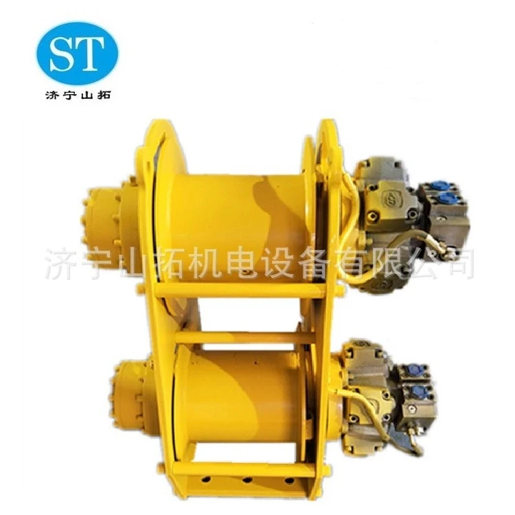 Double/Single drum hydraulic winch with free fall function