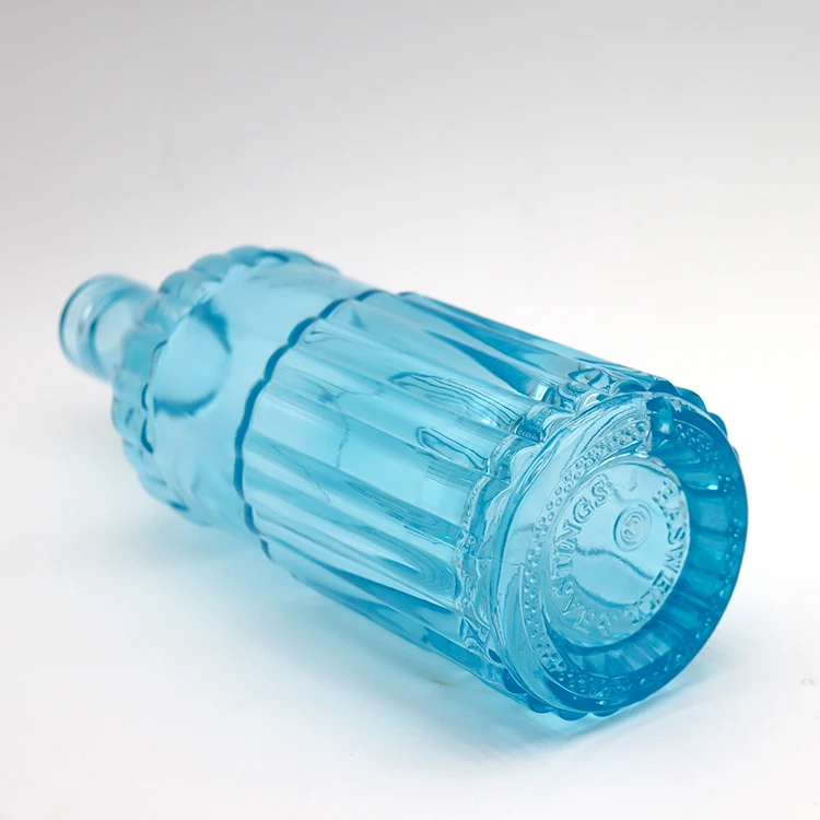 Glass liquor blue bottle empty liquor glass bottle round liquor  glass bottle