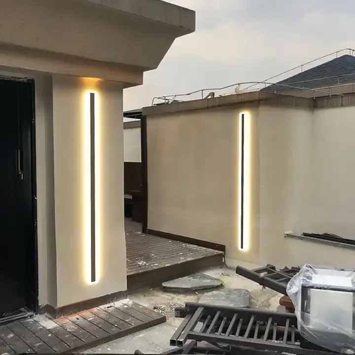 110V 220V Acrylic Modern Exterior Linear Strip Wall Lamp 3000K Warm White Outdoor Wall Sconce Long LED Wall Light