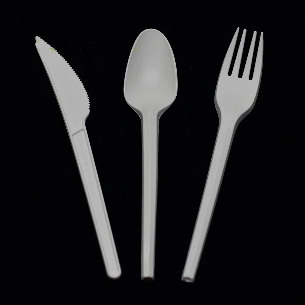 Plastic Disposable PLA Cutlery Fork / Knife / Spoon / Flatware Set For Western Dinner