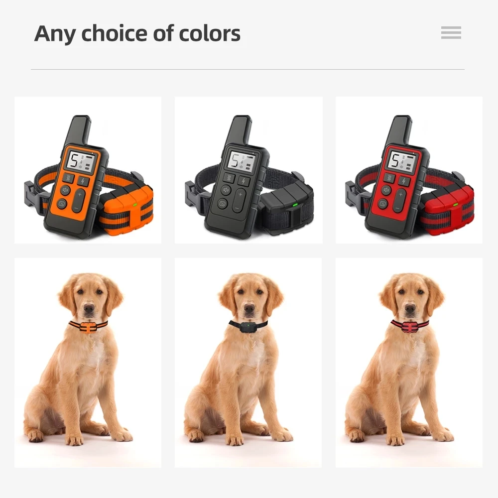 Waterproof Dog Training Collar Pet 500m Remote Control Rechargeable Shock sound Vibration Anti-Bark for All Size dog