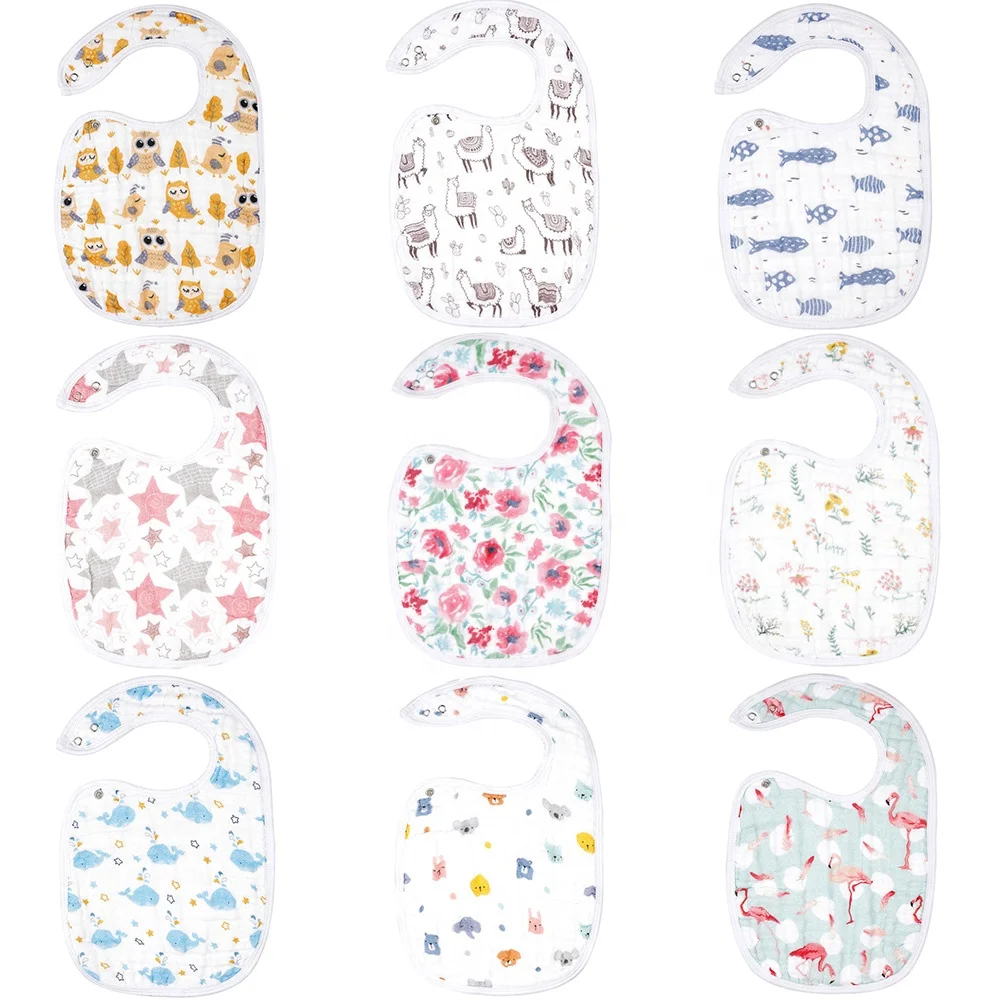 100% Muslin Cotton Bibs Baby Bandana Drool Bibs for Teething and Drooling Unisex Baby Bibs for Boys and Girls