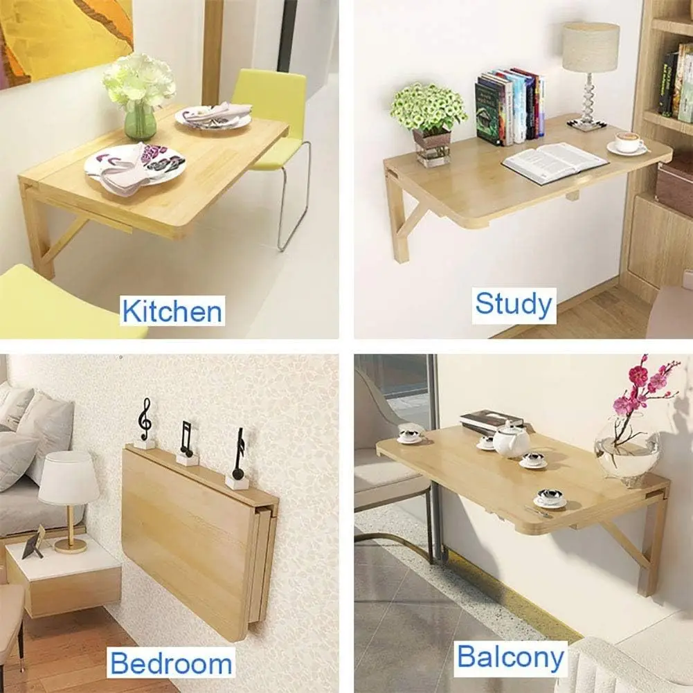 Wholesale Bamboo Wood Modern Dining Table Wall Mounted Folding Computer Desk for Dining