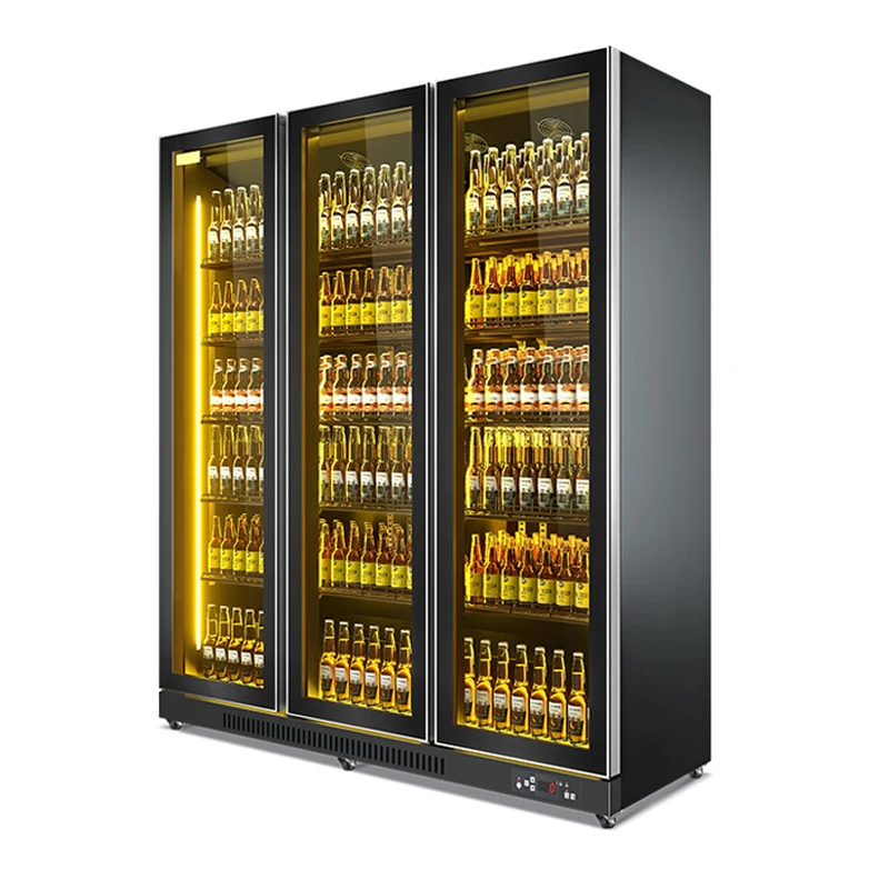 Beer Cabinet Beverage Cabinet Wine Display Cabinet Refrigeration Net Red Freezer Commercial Freezer Three Door Bar Refrigerator