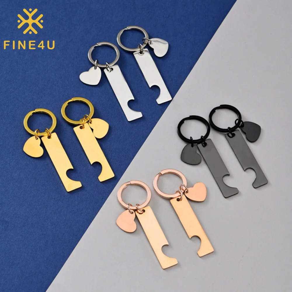 Factory Direct Bulk Diy Custom Logo Accessory Jewelry Pvd Plated Engraved Stainless Steel Metal Splicing Broken Heart Key Chain