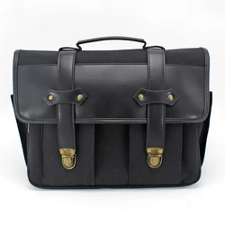 high quality durable waxed canvas real genuine cowhide leather strong motorcycle rider panniers saddle bags