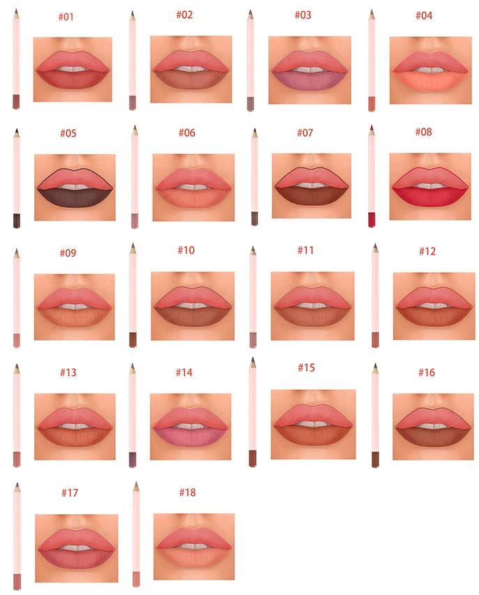 private label custom vegan cruelty free lipliner pencil creamy dark brown nude lip liner Custom brown creamy lip liners pink