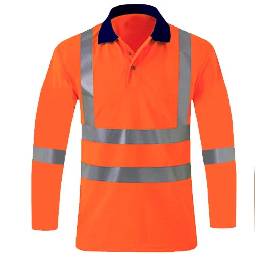 Hi-Vis Safety Polo Shirt High Visibility Construction Work Shirt with Reflective Strips