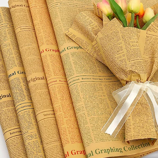 Custom Printed Newspaper High Quality Fresh Flower Wrapping Paper Hot Sale English Kraft for