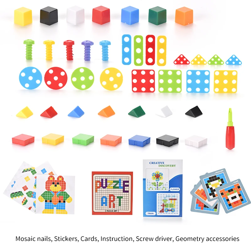 KSF Children Classic STEM Mosaic Puzzle Toys Dinosaur Construction Engineering Building Block Games Screw Tool Toy Set