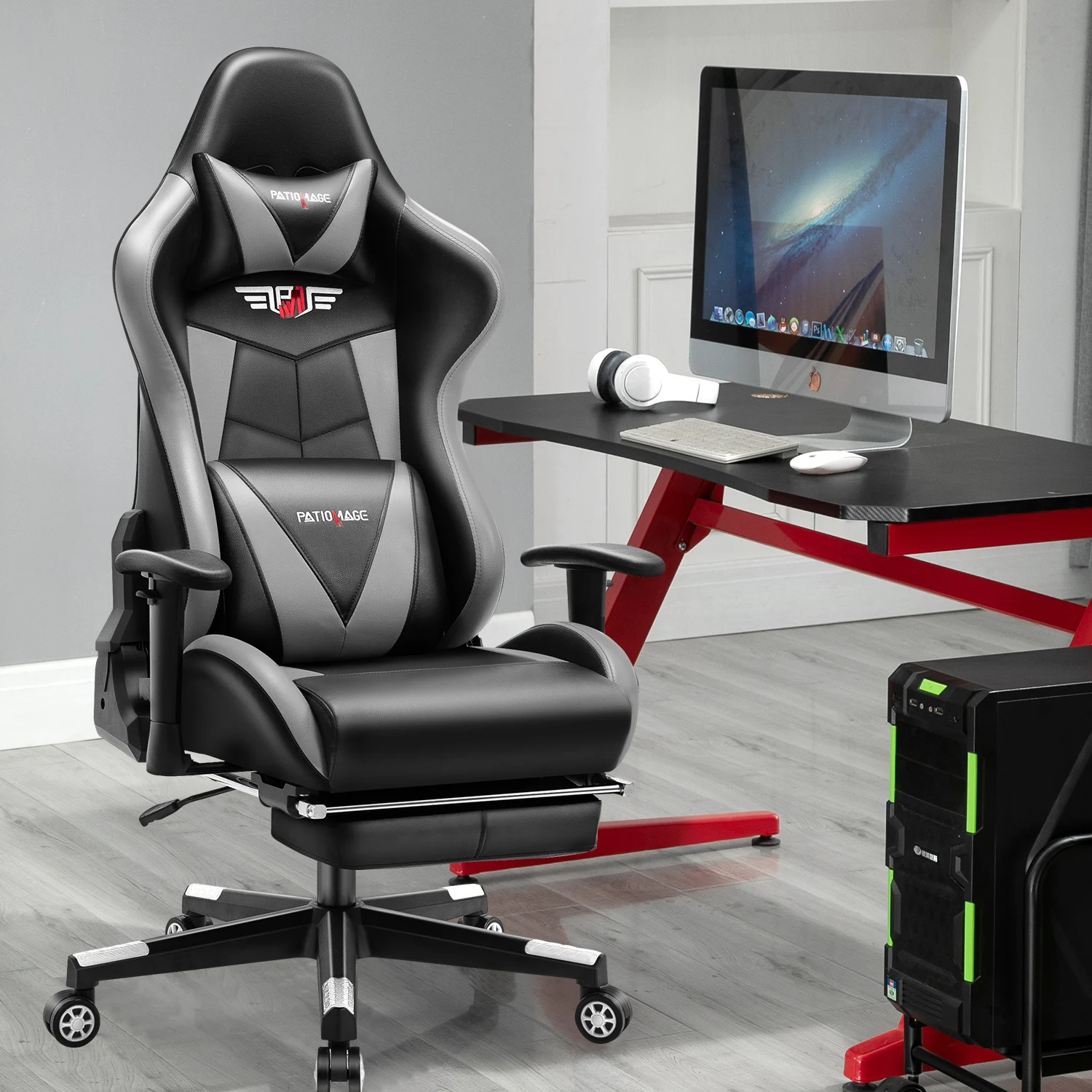 
Cheap Office Furniture Leather Swivel Lift recliner Computer Gaming Chair With Extendable Footrest 