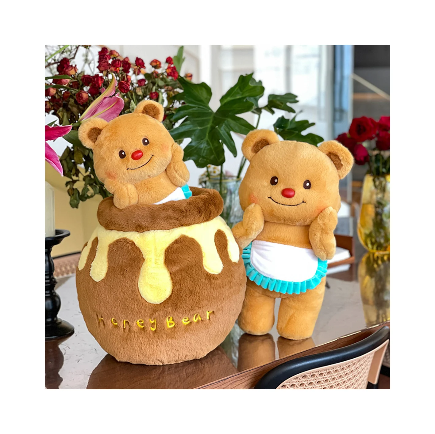 2024 New Arrival ButterBear Doll Stuffed Animals Teddy Bear Creative Magnet Honeybear with Honeypot Toy