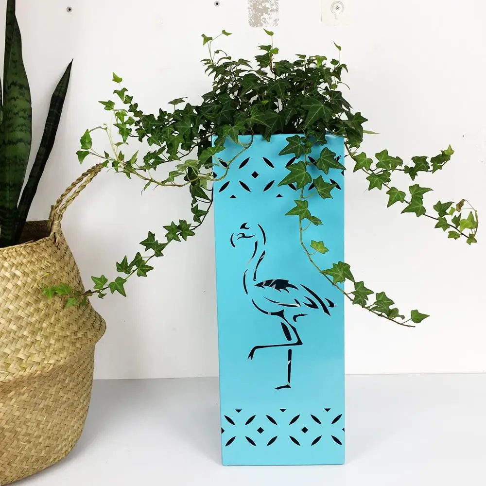 Umbrella Stand Rack Free Standing Holder for Canes Walking Sticks with 3 Hooks Paintings Metal Hollow out