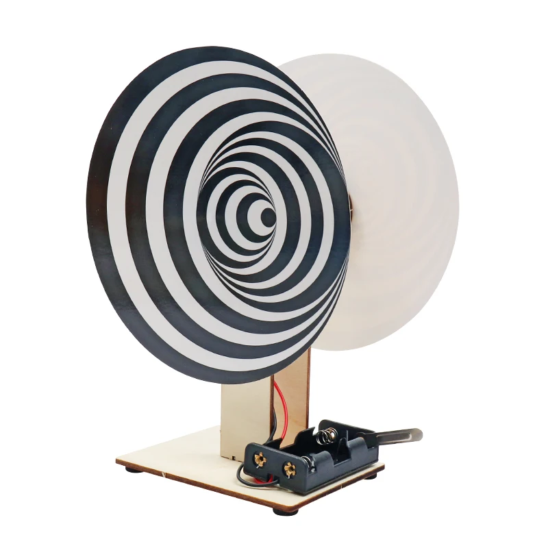 Wholesale student learning DIY Duchamp Turntable Electric wooden science  optical illusion physical science kits educational toy