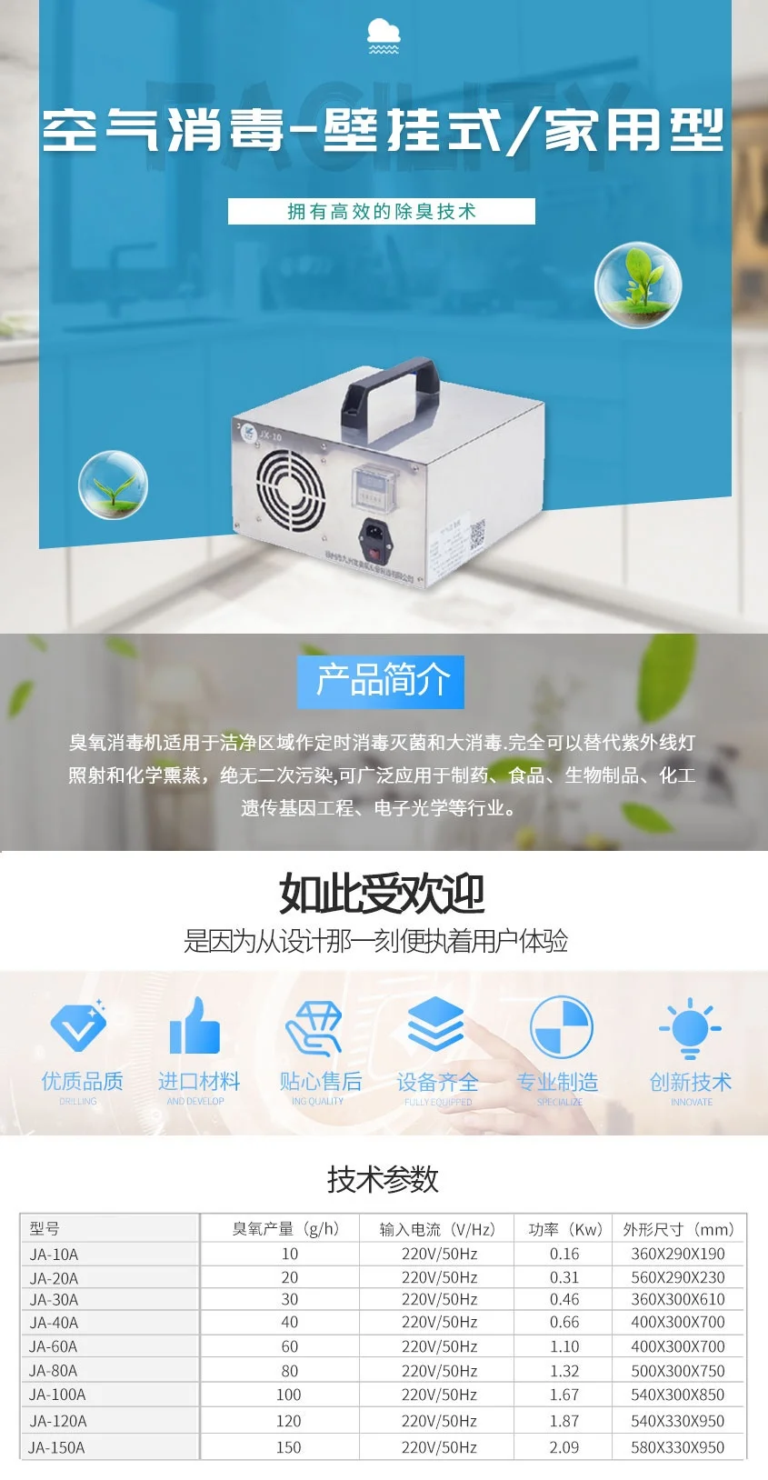 Stainless Steel Portable Ozone Box Air Sterilization