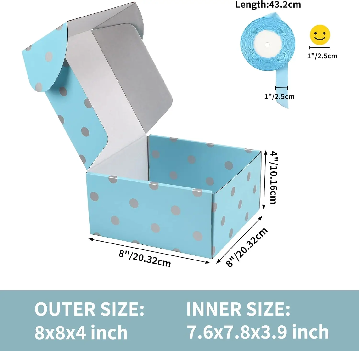 8x8x4 Blue elegant luxury gift boxes bulk empty custom corrugated shipping packaging box