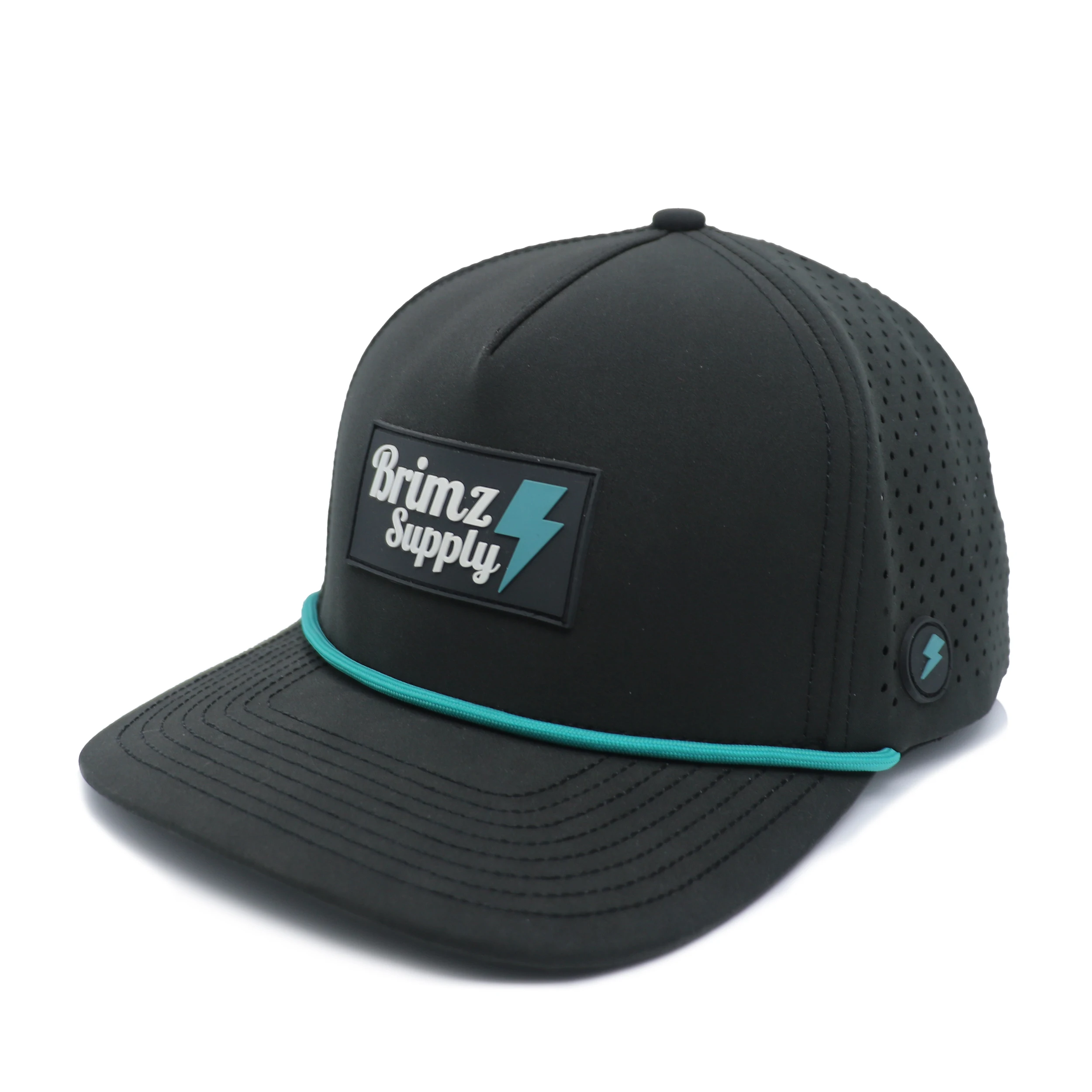 Custom Laser Cut Hole Perforated Waterproof Hat High Quality Waterproof Golf hat PVC Rubber Patch Logo Mens Golf Hat Cap