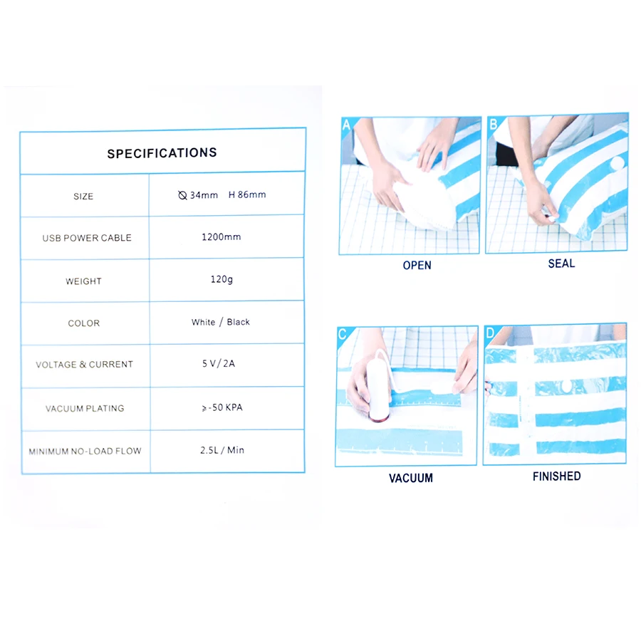 Electric Pump For Vacuum Compressed Storage Bag