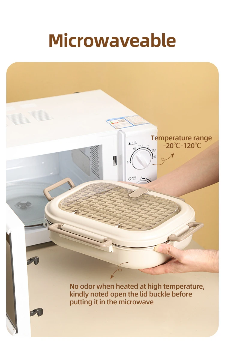 2024 new design 4/5 grids sus 304 soup bowl oven heating flatware double valve no leak insulated bento lunch box stainless steel