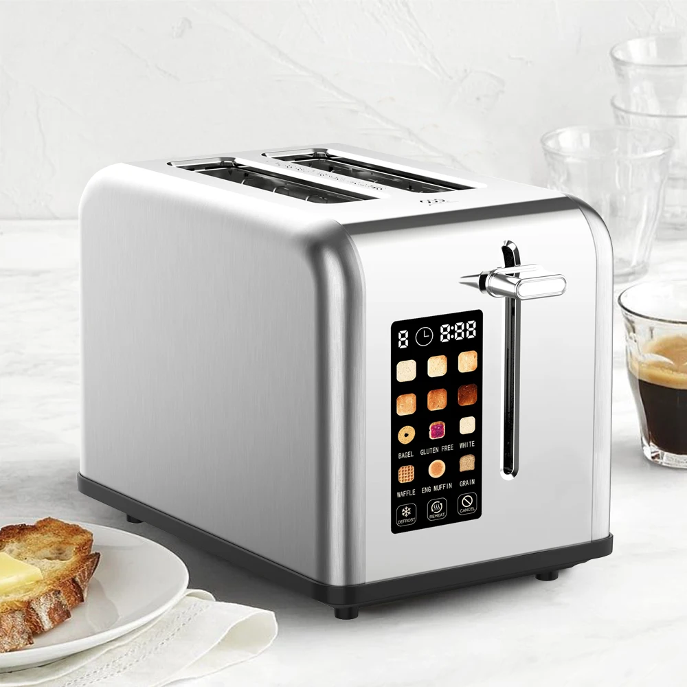 New Design Stainless Steel Bread Toaster with Large Digital Screen and Touch Control Multiple Functions Smart Toaster
