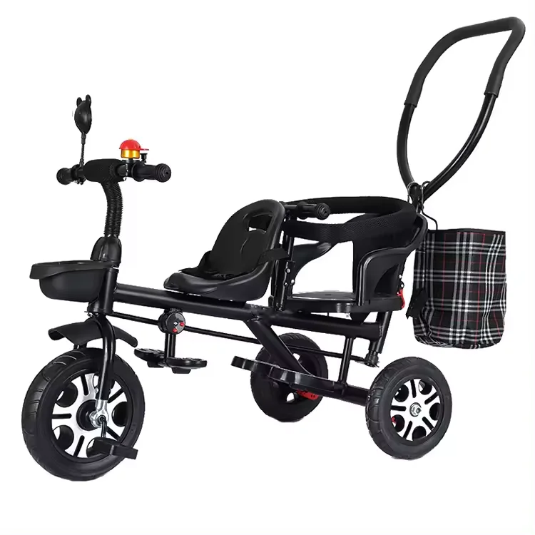 Factory kids toy tricycle for twins cheap kids double seat tricycle with pedals ride on car