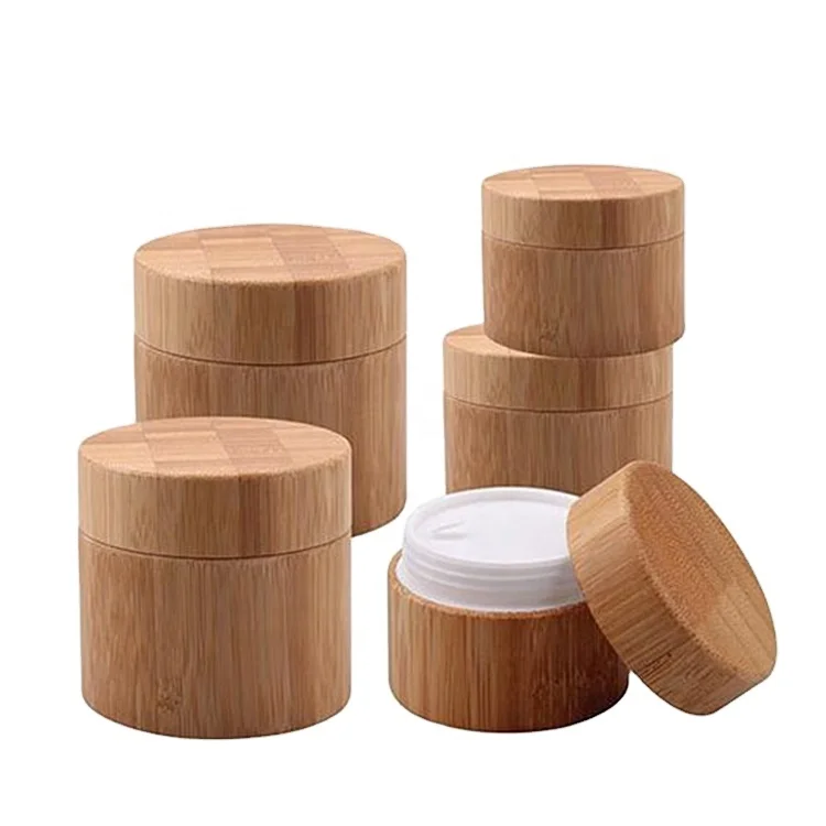 Custom Biodegradable Eco Friendly Luxury PP Bamboo Face Cream Cosmetic Jar Skin Care Container