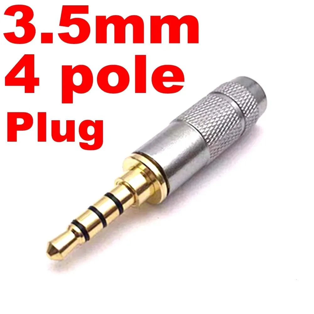 Gold 3.5mm Stereo 4 Pole 3 Pole Repair Headphone Jack Plug Cable Audio Solders