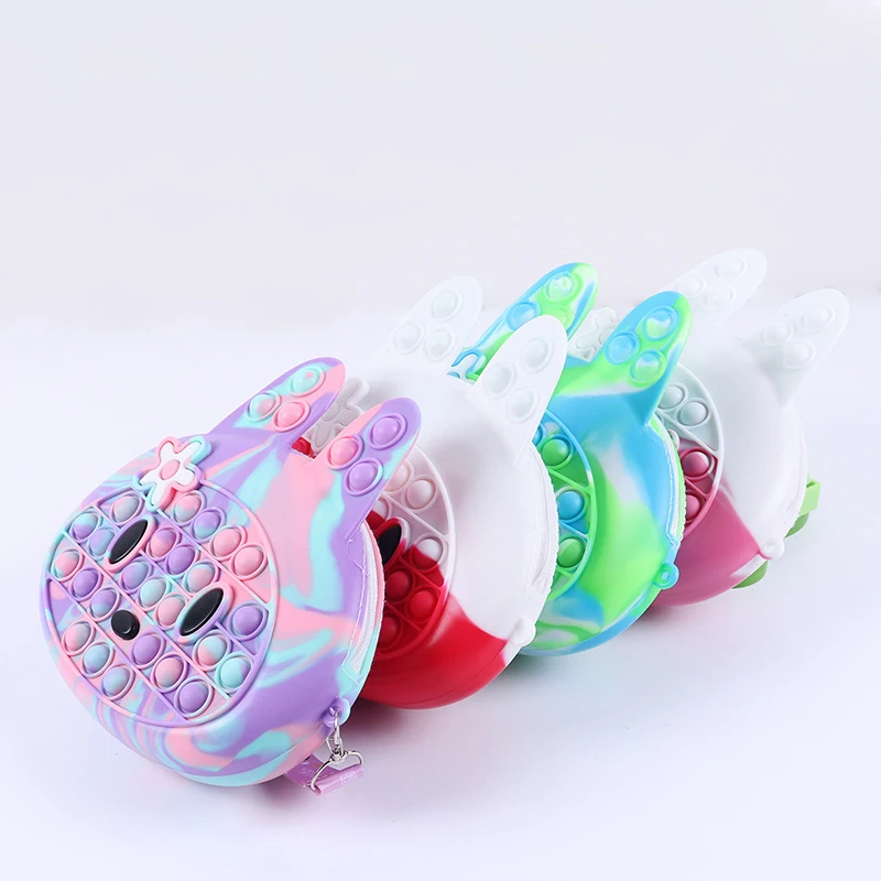 New Popping Silicone Stress Reliever Pop handbag Push Bubble Pop Sensory Fidget toy for kids Totes Shoulder sling fidget bag