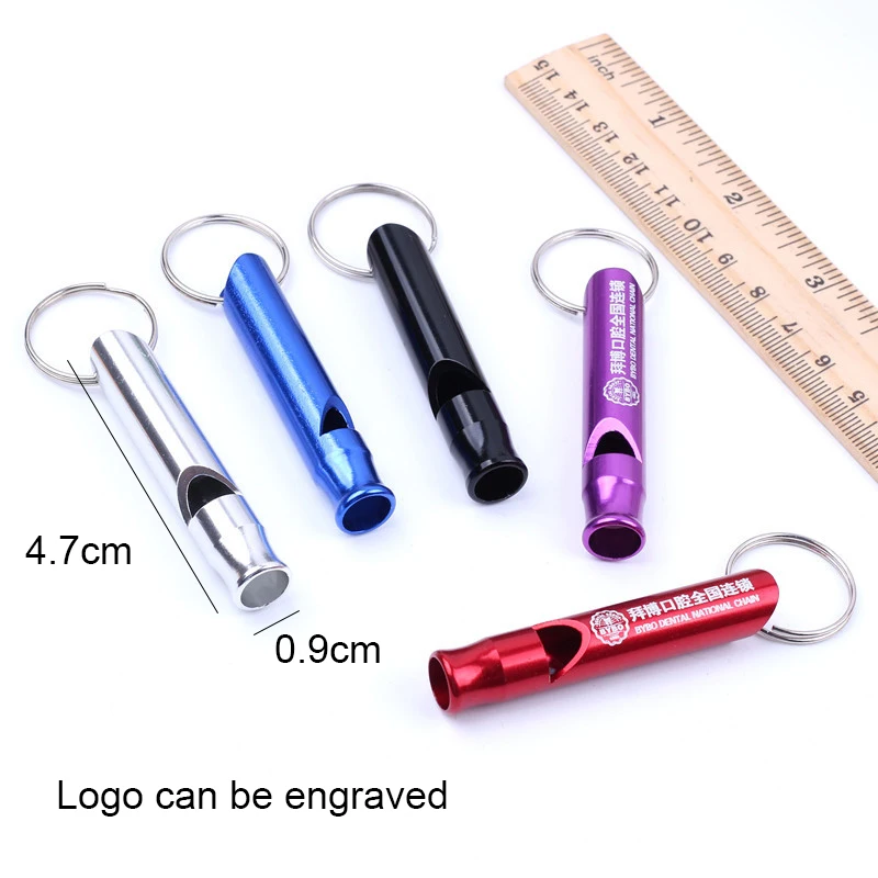 Multifunctional Pet Training Whistle  Aluminum Emergency Survival Whistle Keychain for Camping Hiking Outdoor Sport