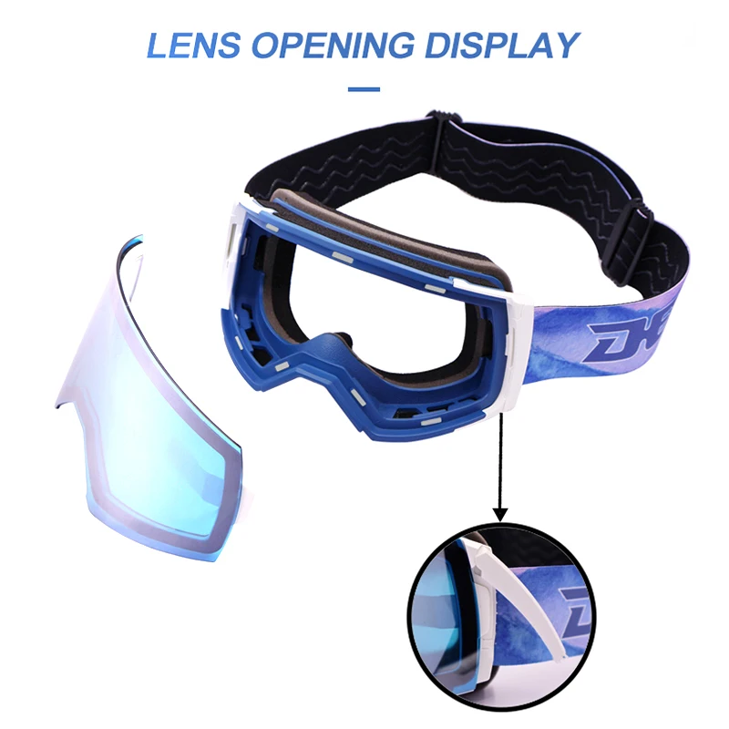 CE EN174 certified OEM ODM low MOQ custom snowmobile goggles, side-lock snowboard goggles magnetic snow glasses ski goggles