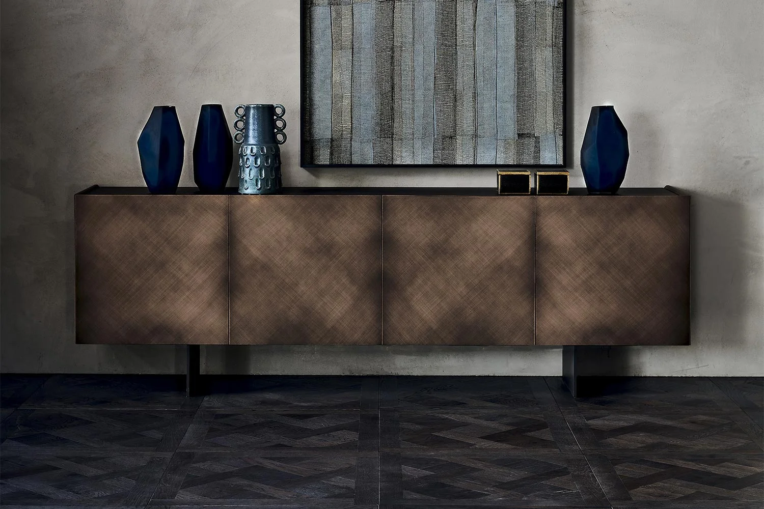 Italian designer Villa light luxury solid wood dining room side cabinet modern and minimalist sideboard