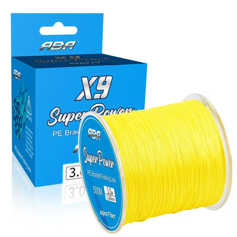 ABA large stock 500m 8LB-80LB high strength 9 strand pe braided fishing line tuna line