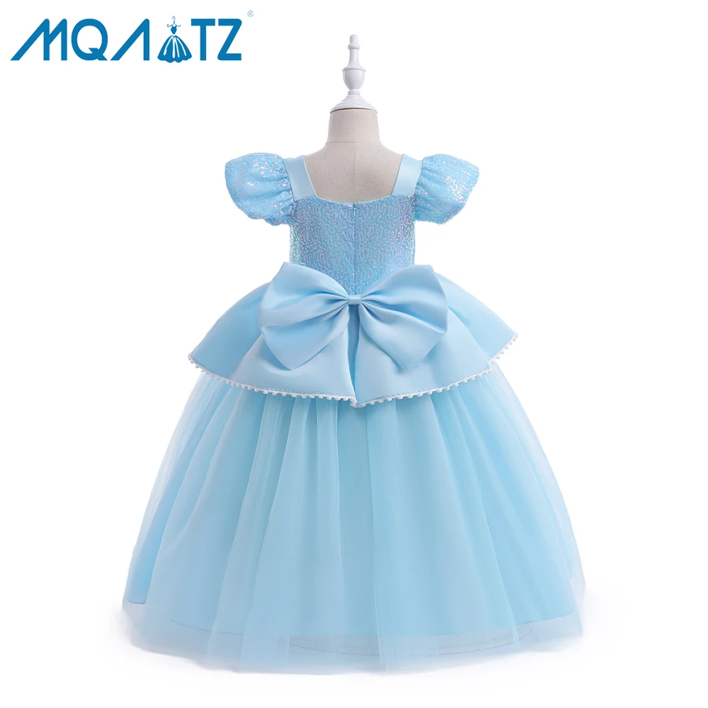 MQATZ Pretty Children Princess Dress Halloween Costume Girls Birthday Dresses Blue Princess Party Dresses SMR048