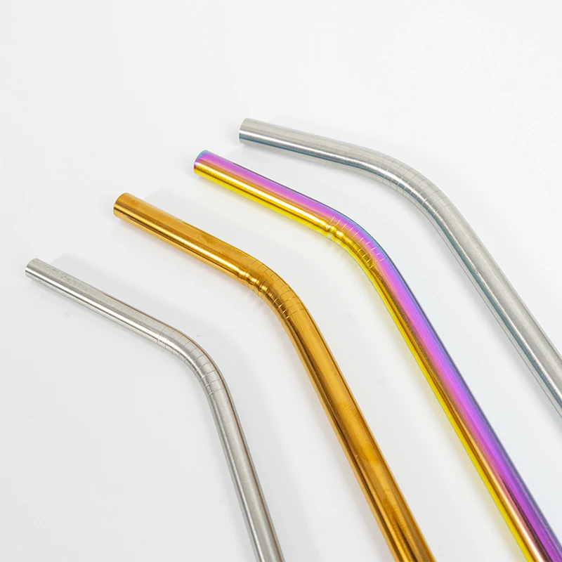 
Custom Logo Metal Straw Set Set of 6 Reusable Stainless Steel Metal Straws 2 Straight 2Bent 2 Brushes 
