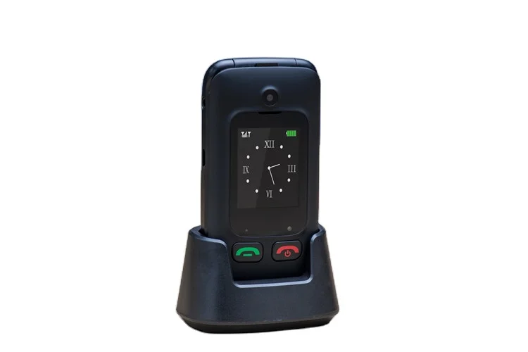 Dual Screen 4G spreadtrum T107 chip 2.4+1.77 inch dual SIM flip phone with SOS telephone for elderly