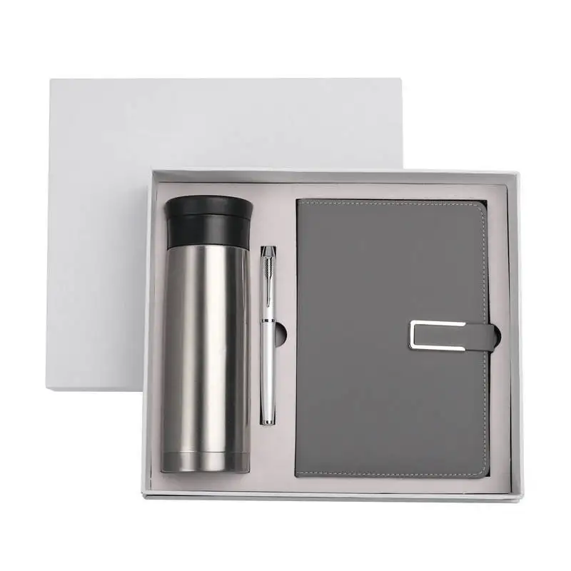 HYF 2023 Trend souvenir corporate gifts custom logo A5 notebook set diary with pen and stainless steel water bottle box set