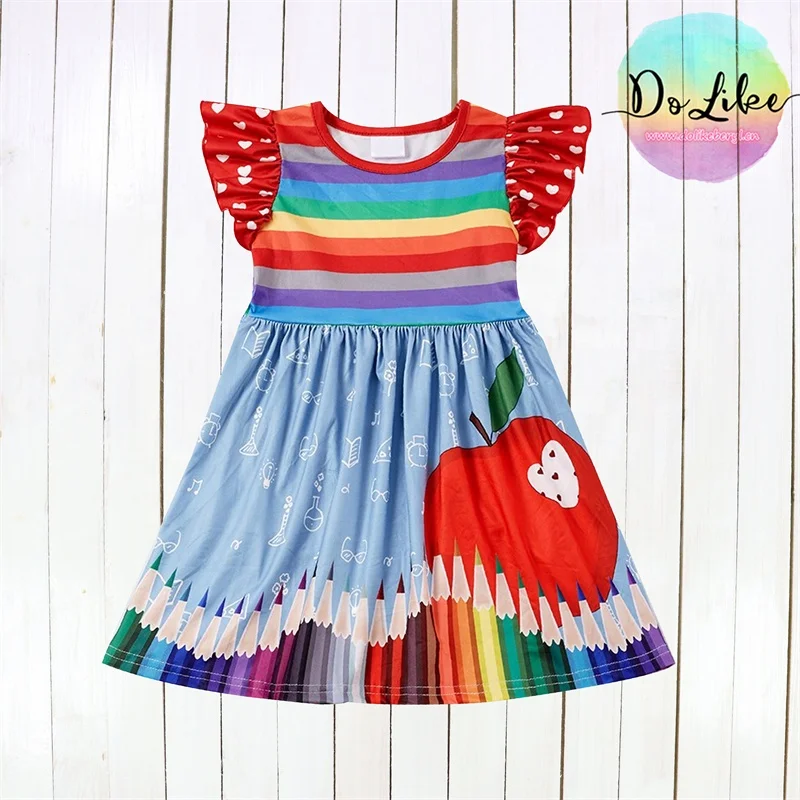 Adorable kids sweet design for little girls clothing apples apparel baby clothes children back to school dresses casual dress
