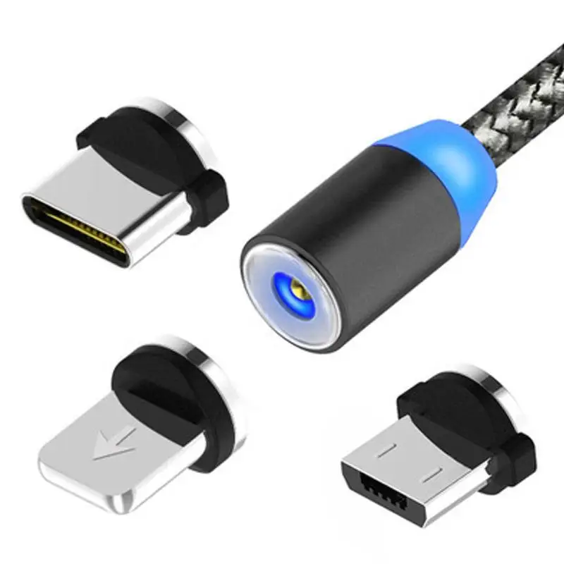 Wholesale On stock 3 in 1 magnetic cable charger 540 micro lighting mobile phones type c usb fast charging magnetic phone charge