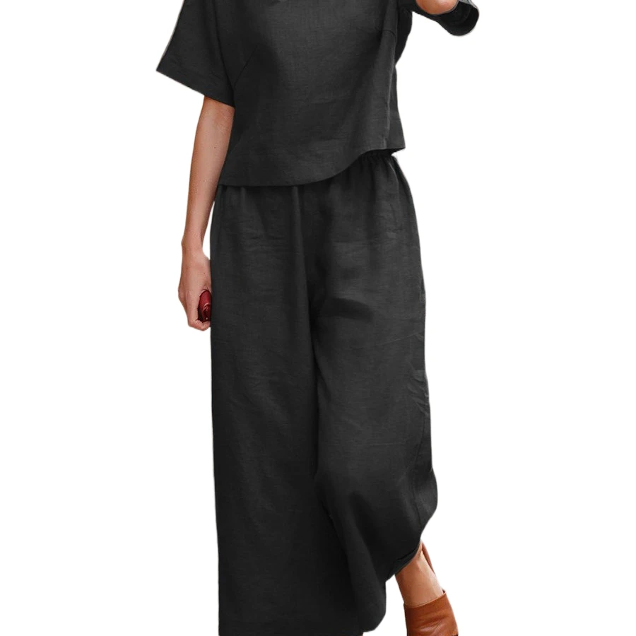 2021Autumn winter clothes linen leisure loose large size solid color fashion nova suit two piece set women clothing